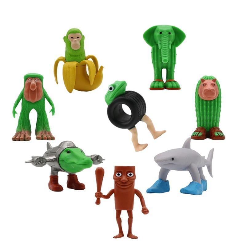 8pcs 1 Set Italian Brainrot Plastic Toy Action ction Figure,Tung Tung Tung Sahur Tralalero Tralala Decorative, Desktop Ornaments, Christmas Gifts