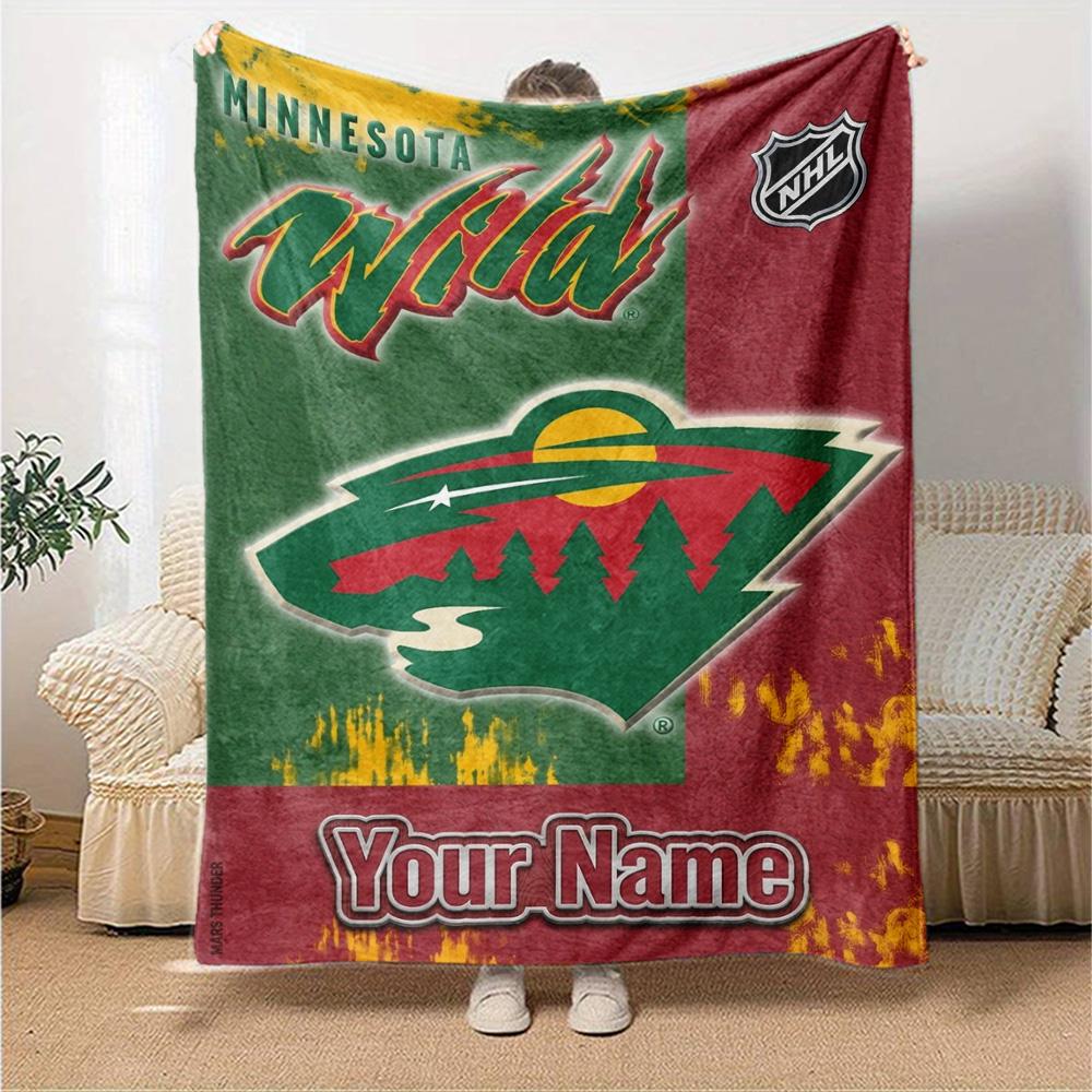 Name Custom Minnesota Wild Print Flannel Blanket High Quality Warm Comfortable Cover for All Seasons Perfect for Gifts Home Decor