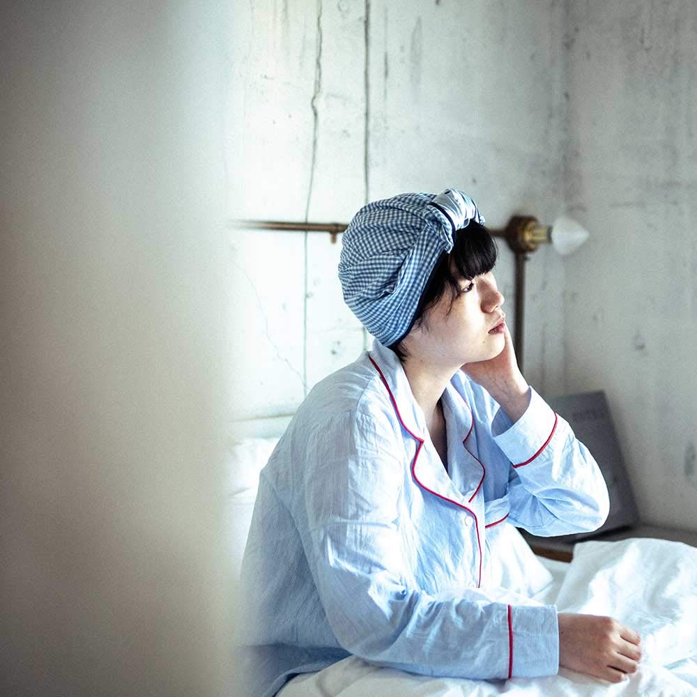 ITSUKI Nightcap HAIR PALAČINKA KOSTKOVANÁ (Kostkovaná modrá)