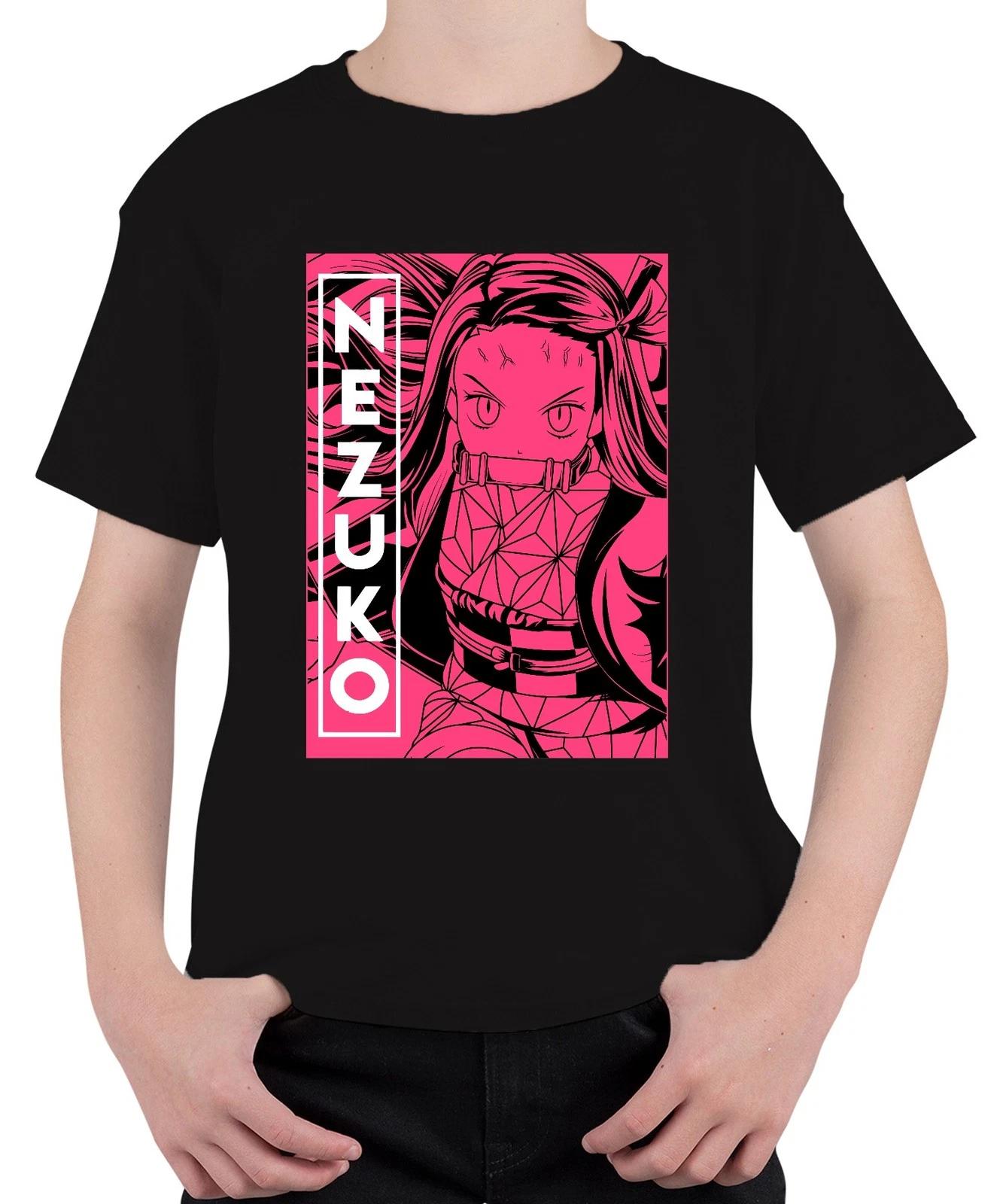 Nezuko Demon Slayer Kimetsu no Yaiba Bambus Beißstück Rosa Unisex Kinder T-Shirt M