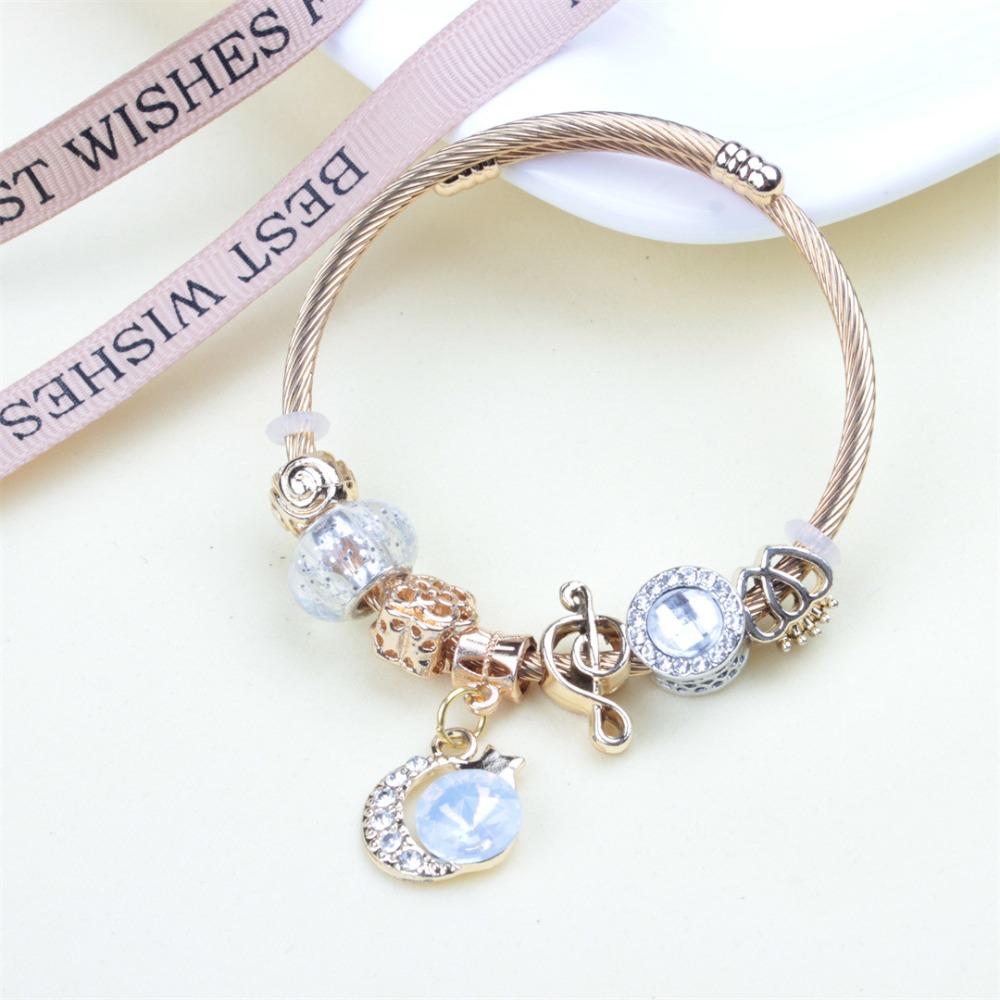 Beaded Bracelet Bangle Multi Element Stainless Steel Copper Alloy Open Spring Snake Bone Chain