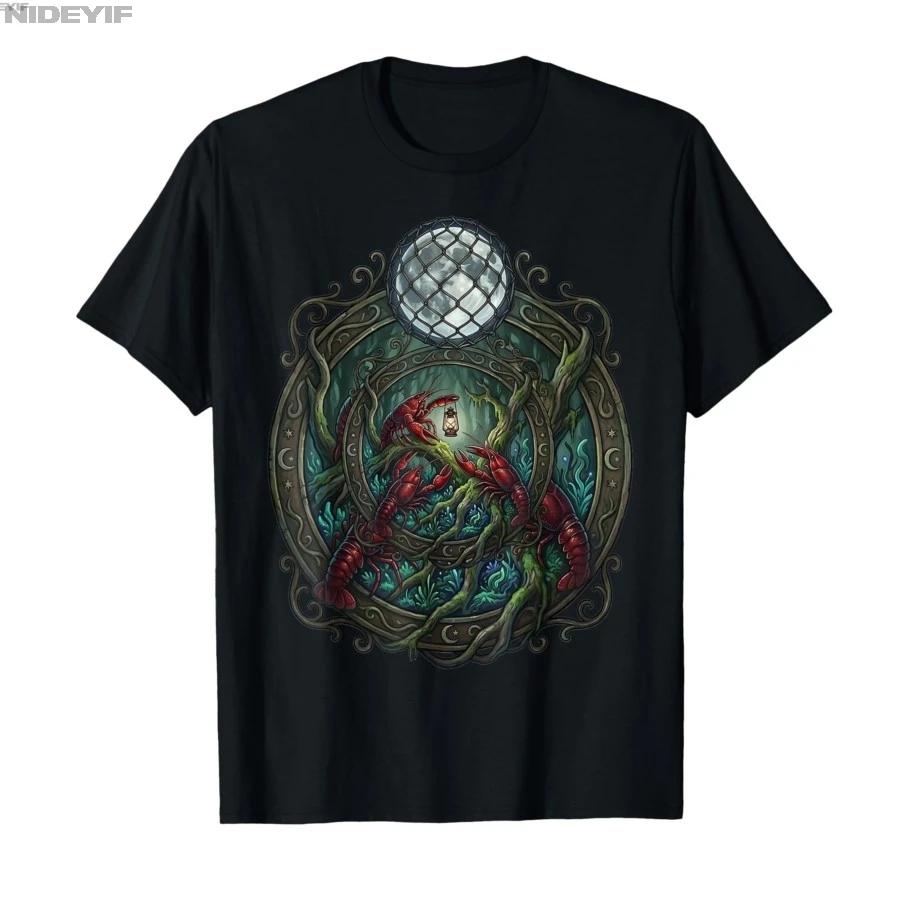 Three Crawfish Moon Forest Space Retro Tshirt For Men Women 100 Cotton T Shirts Short Sleeve Tops 04271 S