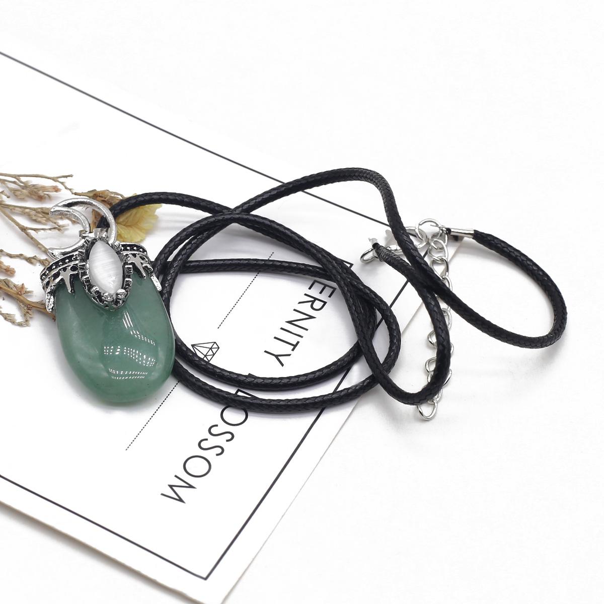 

1 шт. Лот з натурального каменю, намисто у формі місяця, кулон, агат, опал, аметист, шарм зі шкіряним шнуром, ланцюжок, намиста для жінок, чоловіків, ювелірні вироби 22x45 мм 1Pcs/Green Aventurine