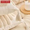 1 Stück Nuan Serie Beige Weicher Kissenbezug Böhmischer Quastenstil Getuftet Gestickt Kissenbezug für Sofa Wohnzimmer Schlafzimmer Heimdeko