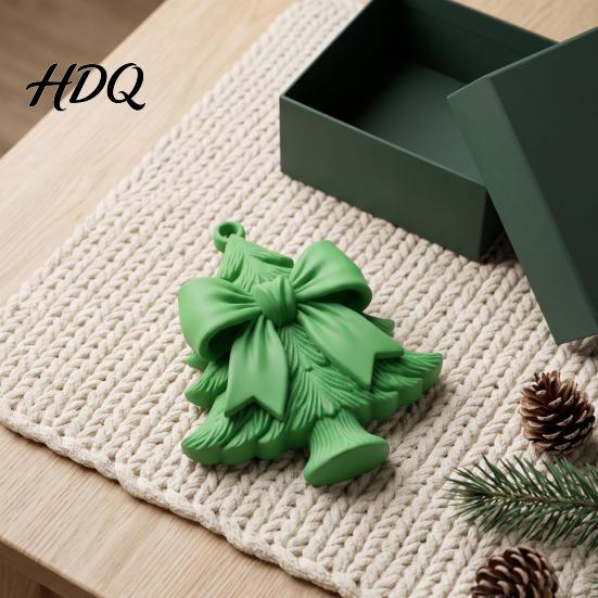 Lightweight Plastic Tree Accessories 3D Printed Christmas Ornament with Bow Design Decorative Xmas Reusable Festive