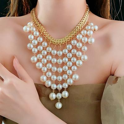 Female Personality Letter Pearl Tassel Necklace