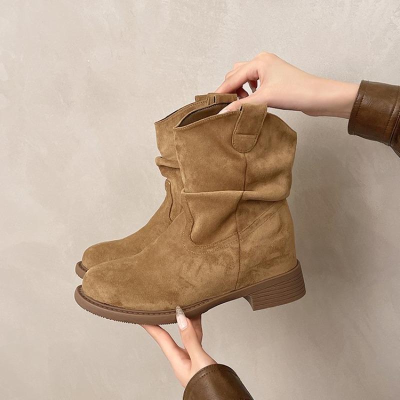 

Western cowboy boots women s autumn new Maillard stacking boots thick heel short Martin boots 40 хакі
