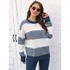 Women's Fall/winter Casual Loose Contrasting Striped Patchwork Sweater