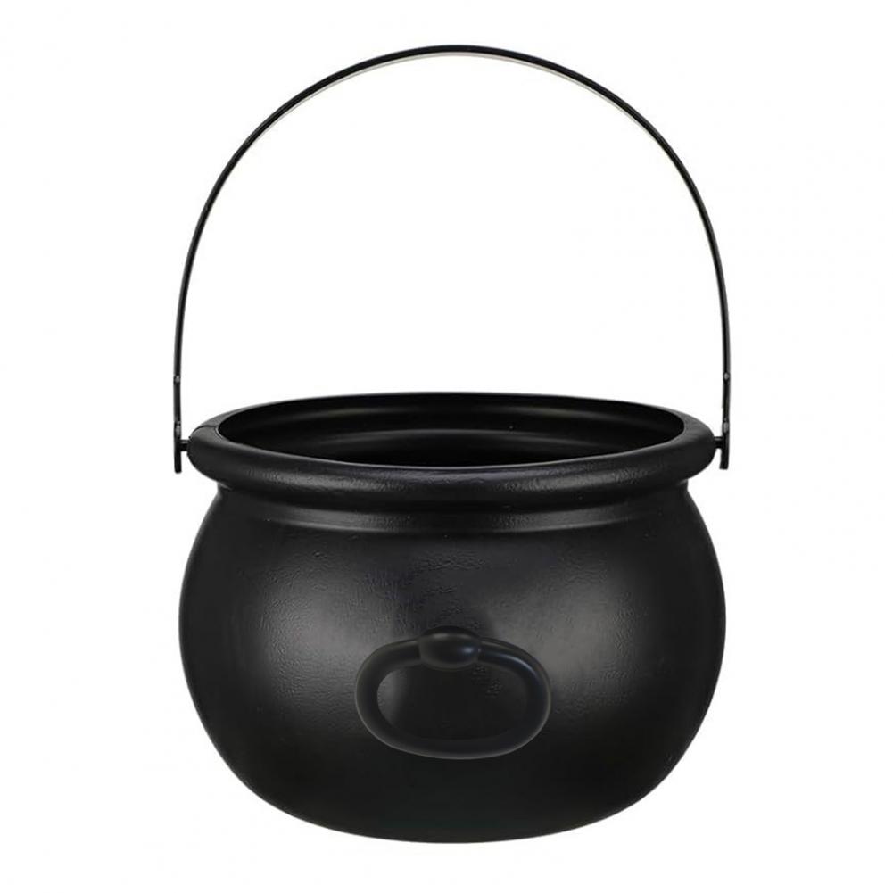 

Halloween Cauldron Spooky Halloween Witch Cauldron Candy Holder for Party Decor Black Plastic Kettle Pot for Halloween Favors чорний