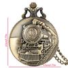 Vintage Classic Bronze Steam Train Design Pocket Watch with Chain Necklace Quartz Pocket Watch Gift Clock Chain for Men Kids