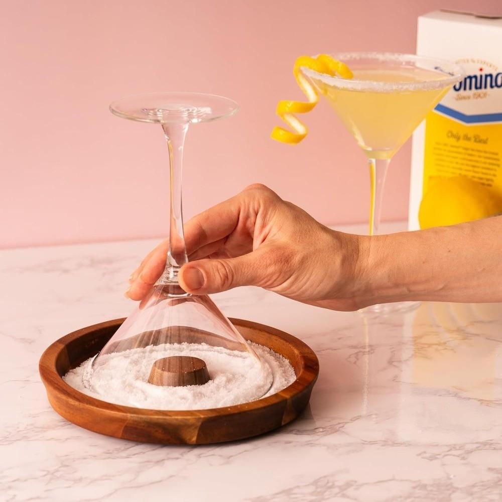 Wooden Margarita Salt Rimmer Round Cup Salt Rimmer Bar Accessories Sugar Edge Box  Drinks Garnish