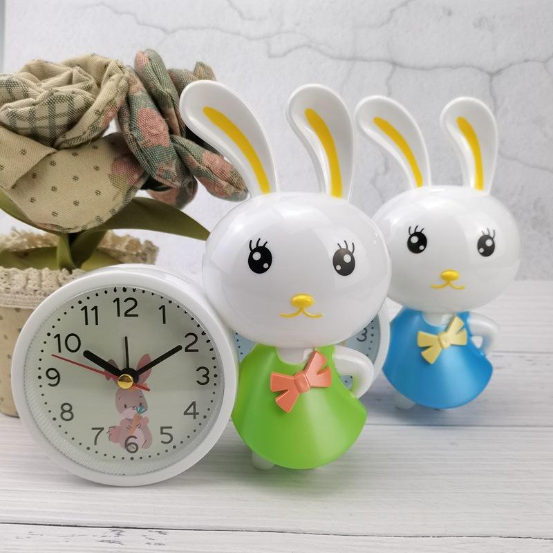 Cute children's alarm clock mute bedroom bedside clock cute rabbit student cartoon clock home clock DC030