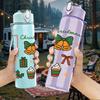 1PC Christmas Gift Box 750ml Color Plastic Sports Water Bottle Leakproof Flip Straw Lid Suitable for Sports Office Home Use