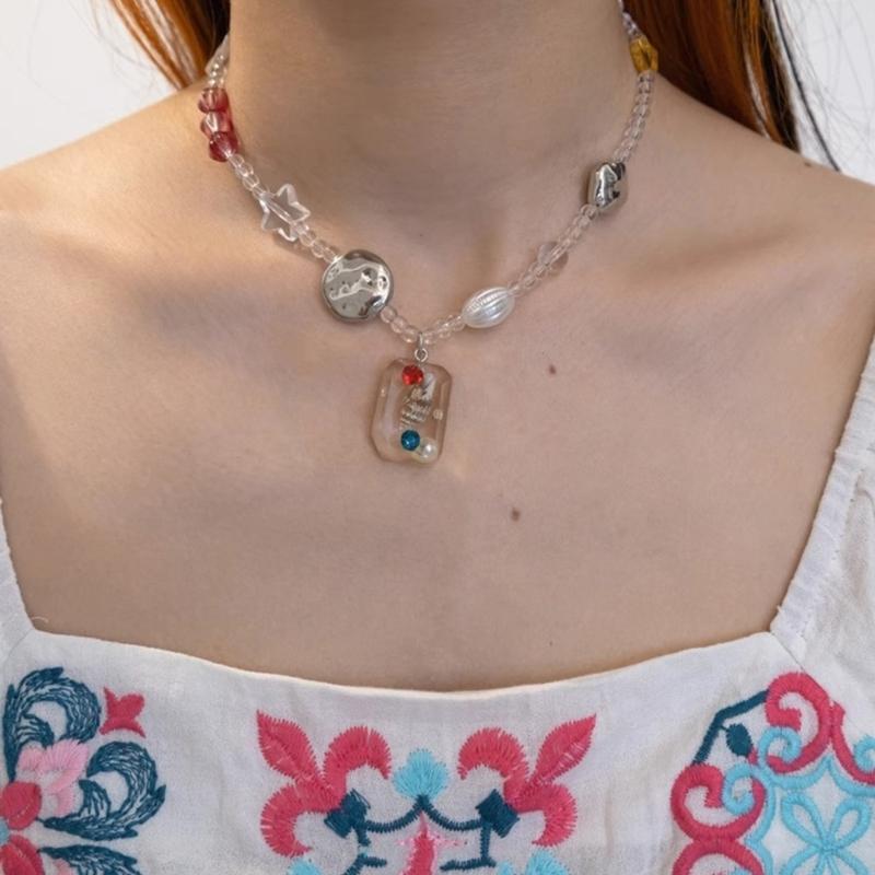 Unique Conch Pendant Necklace Eye Catching Beaded Choker Statement Jewelry for Party Wear Bohemian Conch Clavicle Chain