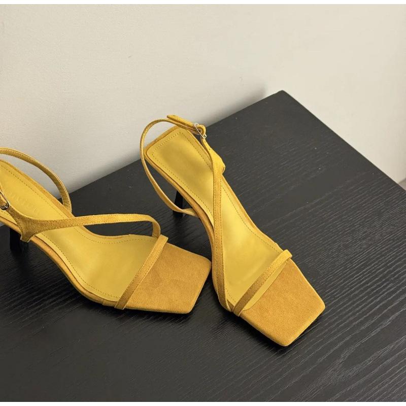 Summer new French temperament thin strap high heels women's head thin heel versatile and thin one-word high heel sandals not feet