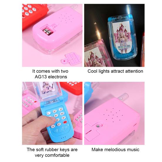 Kids Mobile Boys Phone Toy with Simulated Girls Princess Flip Phone