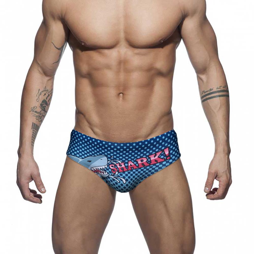 

JESSBORN Men s Triangle Low-Waist Shark Pattern Swim Briefs - Trendy, Tight-Fitting, Anti-Exposure Sports Swimsuit Extra Large