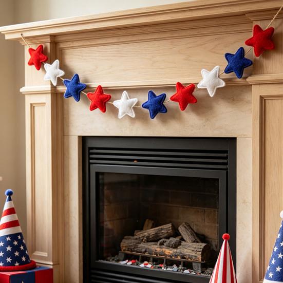 Yousheng Patriotic Garland Banner for 4th of July Decorations, Red White Blue Hanging Banner Bunting for Memorial Day, Veterans Day, Independence Day