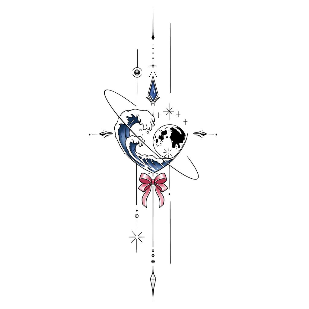Advanced Sense Domineering Personality Thorn Totem Ribbon Sun Moon Stars Flower Lines Tattoo Sticker