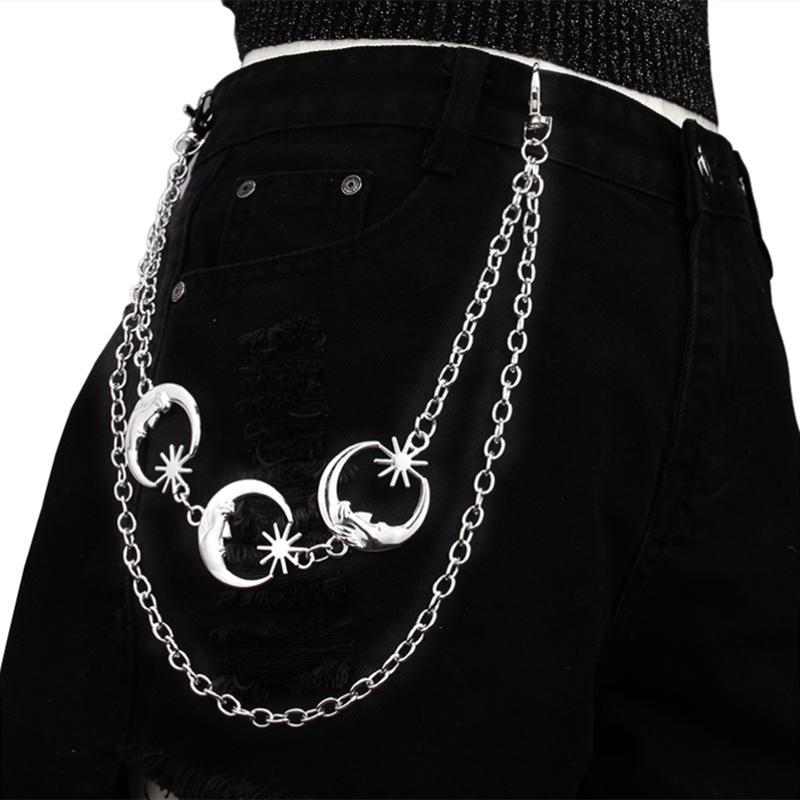Multilayer Punk Gothic Sun Moon Waist Chain Metal Belts For Women Dress Jewelry Waist Belts