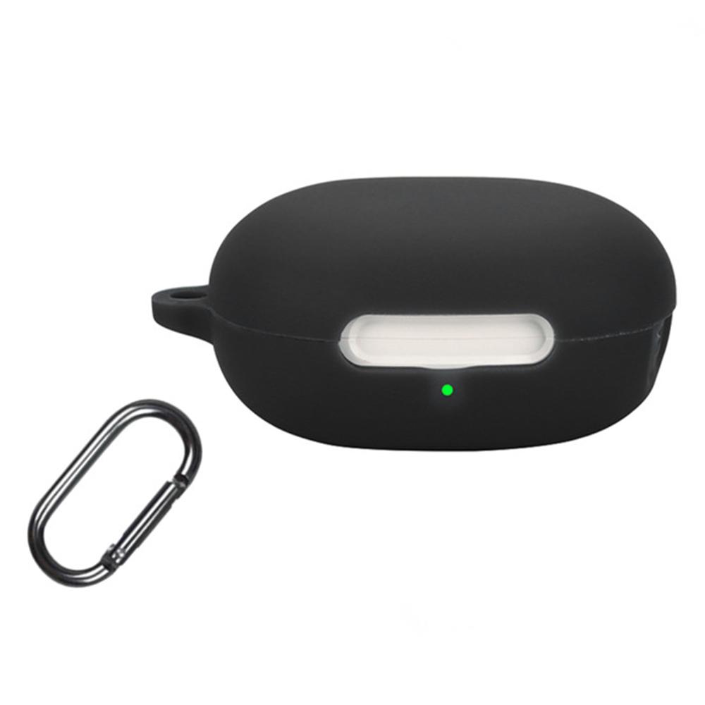 

For QCY AilyBuds E10 Silicone Case Wireless Earphones Protective Cover with Anti-Lost Buckle Black