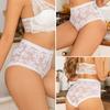 FINETOO 2Pcs Sexy Floral Lace Panties High Waist Lace Briefs Hollow Out See-Through Romantic Lingerie Fashionable Underpants Underwear