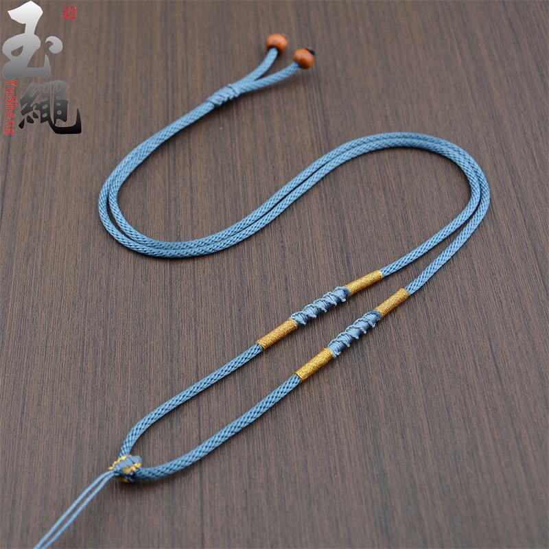 Hand-woven Adjustable Gold Jade Pendant Rope for Men and Women