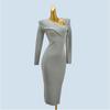 French Retro Design Long Overknee Sweater Dress Silm Slimming and Tight Hip Knitwear Dress Female Fall and Winter