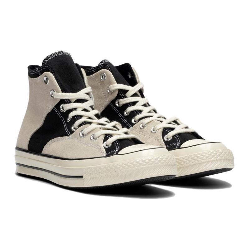 Converse Chuck 70 Comfortable Everyday Wear-resistant and Breathable High-top Canvas Shoes Unisex Beige and Black