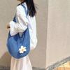 Solid Color Knitting Shoulder Bag Flower Large Capacity Bohemian Crochet Tote Bag Versatile Hollow Out Casual Woven Handbag