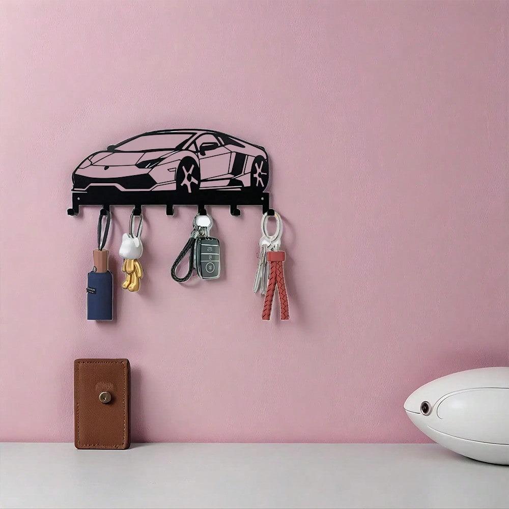 Modern Black Metal Key Holder Wall Mount Entryway Organizer Car Keys Mail Rack Hallway Front Door Foyer Home Decor Durable Sleek Wall Hooks