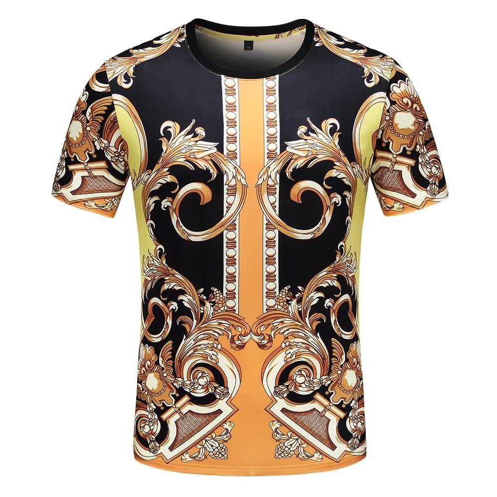 Men's and Women's Summer T-shirts 3D Printed Baroque Royal Luxury Small Floral Round Neck Short Sleeve Loose Oversized Nice Top