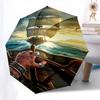 Sailing, Adventure Themed Automatic Opening and Closing Umbrella, Brightly Colored 8-rib Portable Umbrella, Suitable for Men and Women, A Pe