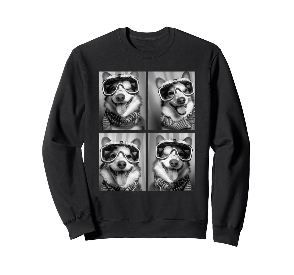 Cute Corgi Scarf Winter Dog Sweatshirt with Snow Goggles
