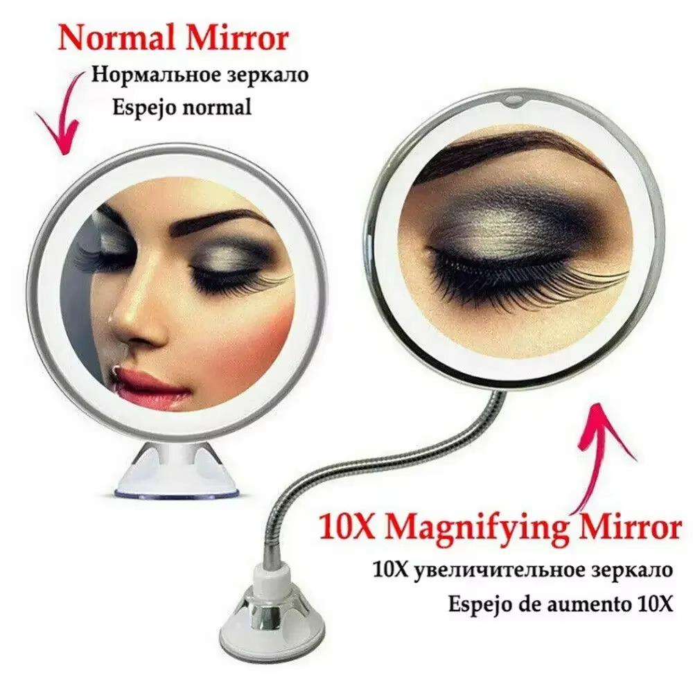 360 Degree Rotation Makeup Mirror 10x Magnifying Suction Cup Vanity Mirrors Touch Control Wall-Mounted Magnifying Makeup Mirror