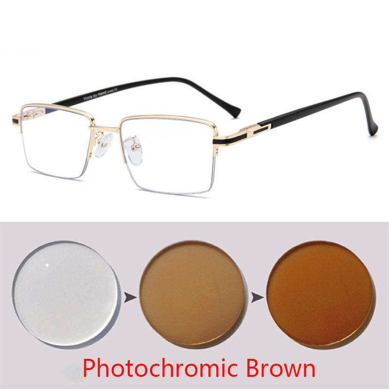Men Half Metal Square Glasses Women Eyeglasses Myopia Optical Spectacles Ladies Clear Glasses 0 -0.5 -1.0 -2.0 To -6.0