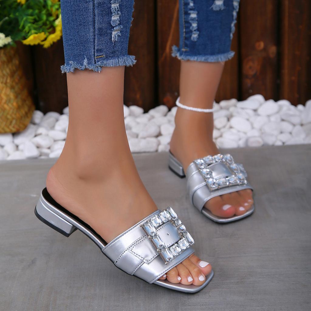 Fashion Shoes for Women New Low Heels Women's Slippers Outdoor Slippers Female Rhinestones Women Sandals