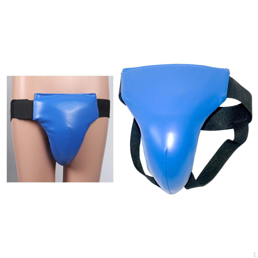 Durable Groin Guard, Jockstrap Crotch Protector Breathable PU Leather Abdominal Taekwondo