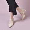 Pointed high heels women's spring sheepskin shallow mouth single shoes one-word buckle work shoes formal women's shoes