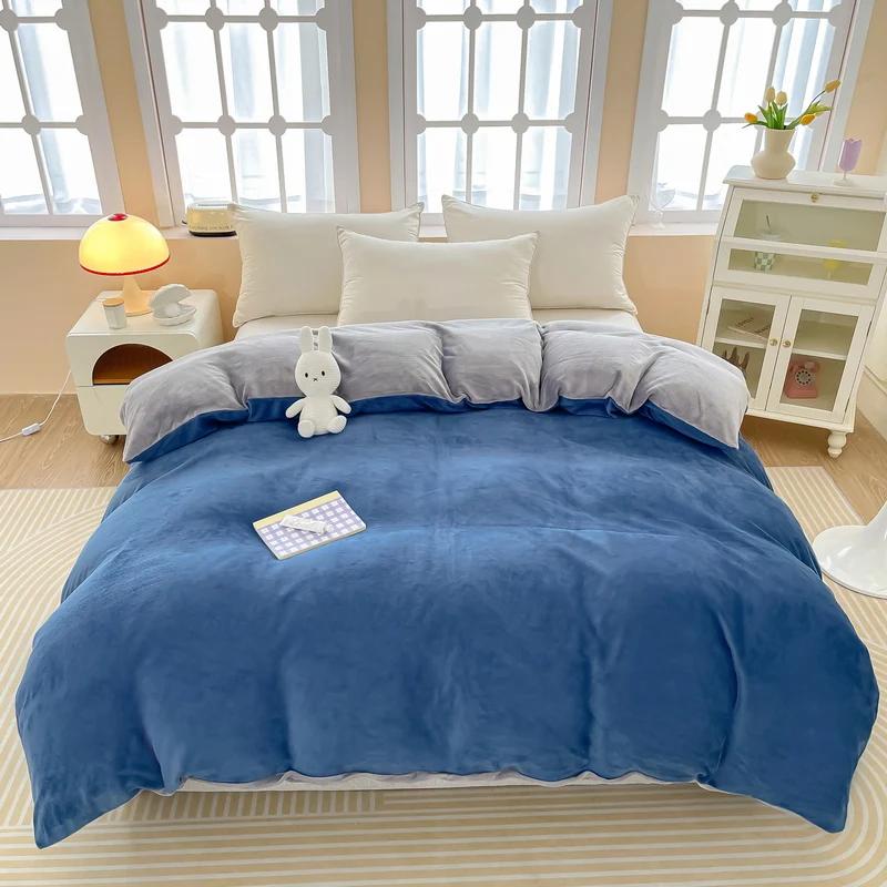 

Пододеяльник из молочного бархата Twin Queen 1 шт. Ультрамягкий дышащий однотонный роскошный фланелевый пододеяльник Уютный зимний однотонный стеганый чехол 1 Pc 150x200cm Cover