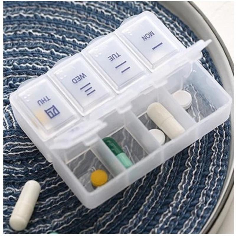 2Pcs/set Portable Sub-packing Pill Box 7 Days Tablet Small Mini Carry-on Travel Week Medicine Pill Storage Box