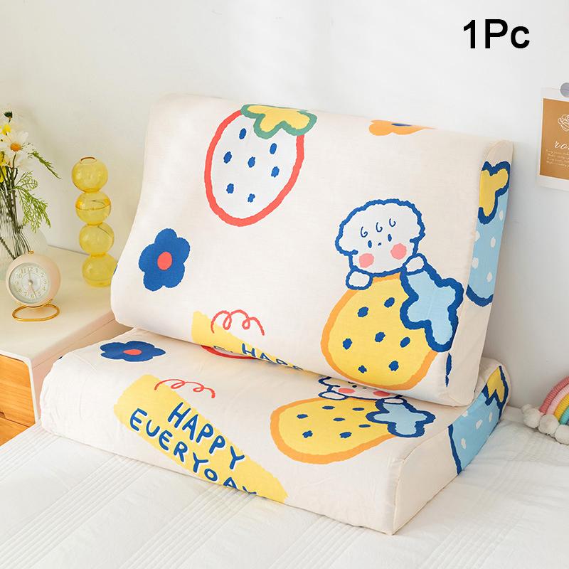 

1PC Single Size Soft Pillowcase Easy-Care 100% Cotton Breathable Rubber Skin-Friendly Memory Pillow Durable 27x44cm/30x50cm S