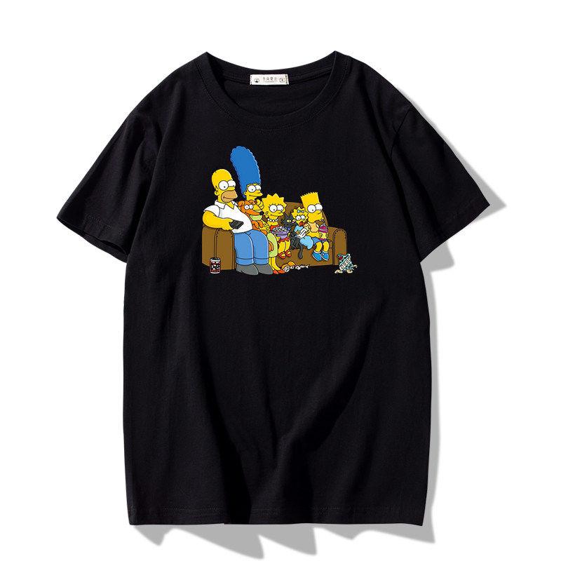 Fashion Disney Cartoon Simpson Oversized Tshirt Summer Blouses Ladies Unisex White Tees Tops Short Sleeve Blouses Women YK Tshirt
