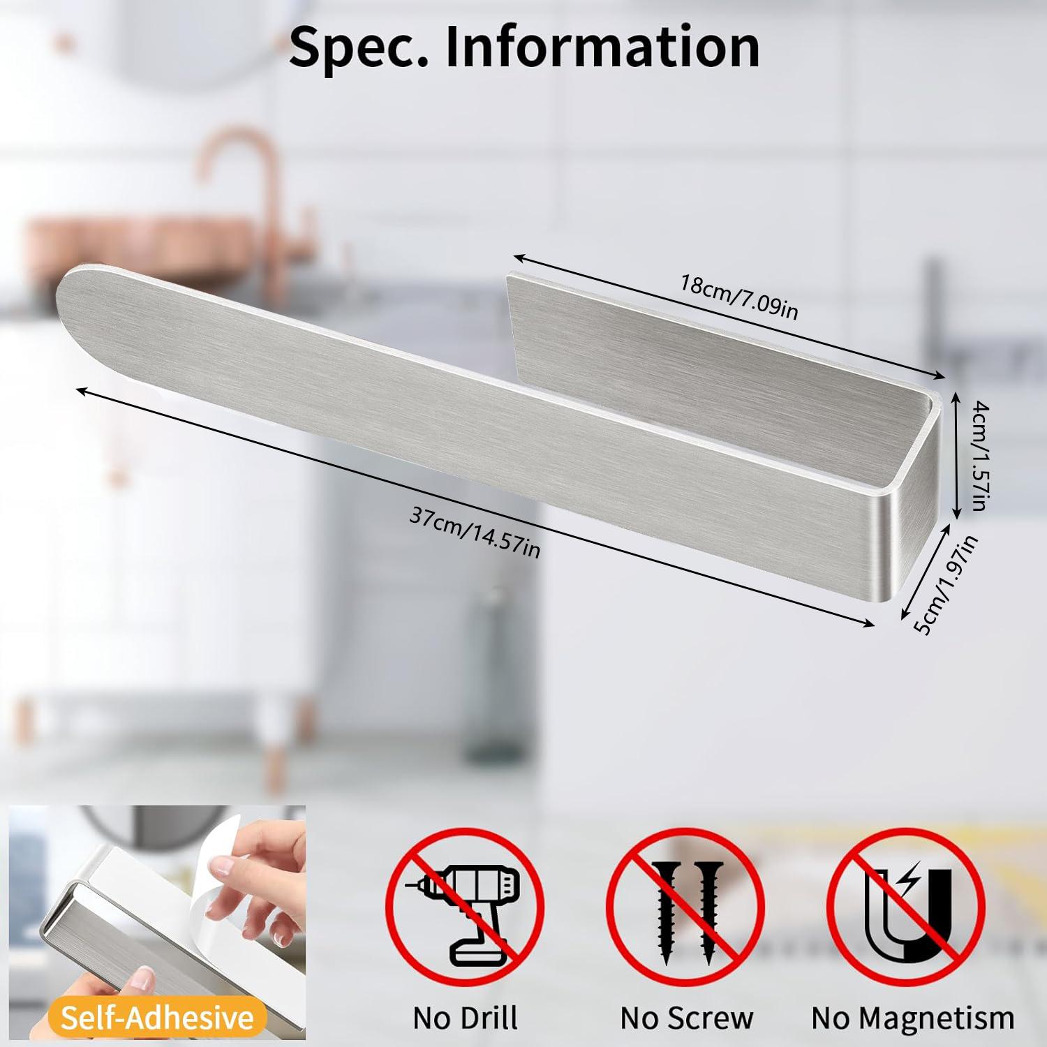 

Towel Rack Non-punched Towel Rack Bathroom Organizer Self-adhesive Bathroom Kitchen Towel Hand Towel Rack Household Items серебряный