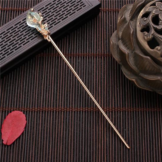 Inlaid Transparent Faux Crystal Hair Stick Vintage Chinese Style Hair Chopstick Hair Accessories