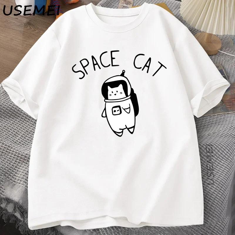 

Clothing Creativity Short Sleeve Fashion Tops FeUnisex Space Cat Tshirt Cats in Space Funny T Shirts Women Aesthetic Clothes S