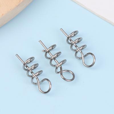 100Pcs Stainless Steel Spring Lock Pin Fishing Screw Crank Hook Spring Twist Lock Fishing Hook Connector For Soft Lure Tackle