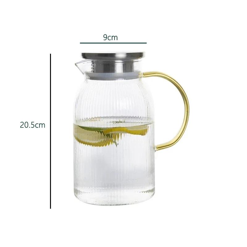 Multiple Capacity Cold Water Bottles Water Kettle Beverage Pot Exquisite Glassware Large Capacity Cold Brewing Pot with Handle