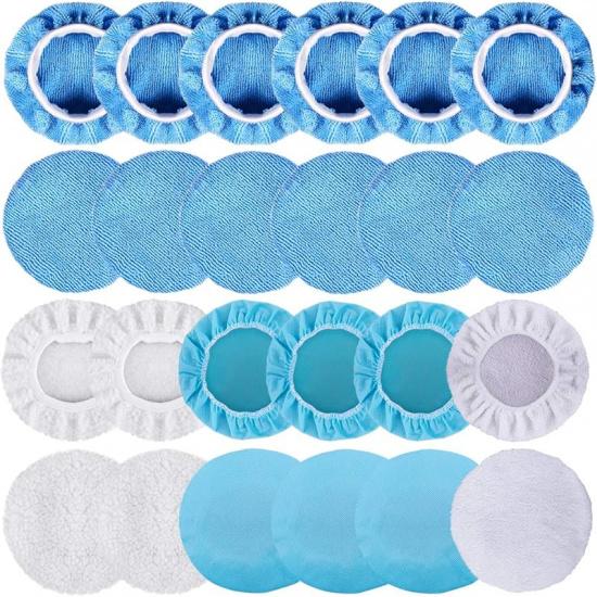 SIQUK 24 Packs Car Polisher Pad Bonnets 5 To 6 Inch Polishing Bonnet With 12 Packs Microfiber Bonnets 4 Packs Waxing Bonnet 6 Packs Non-Woven Buffing 5-6inch 24 Packs