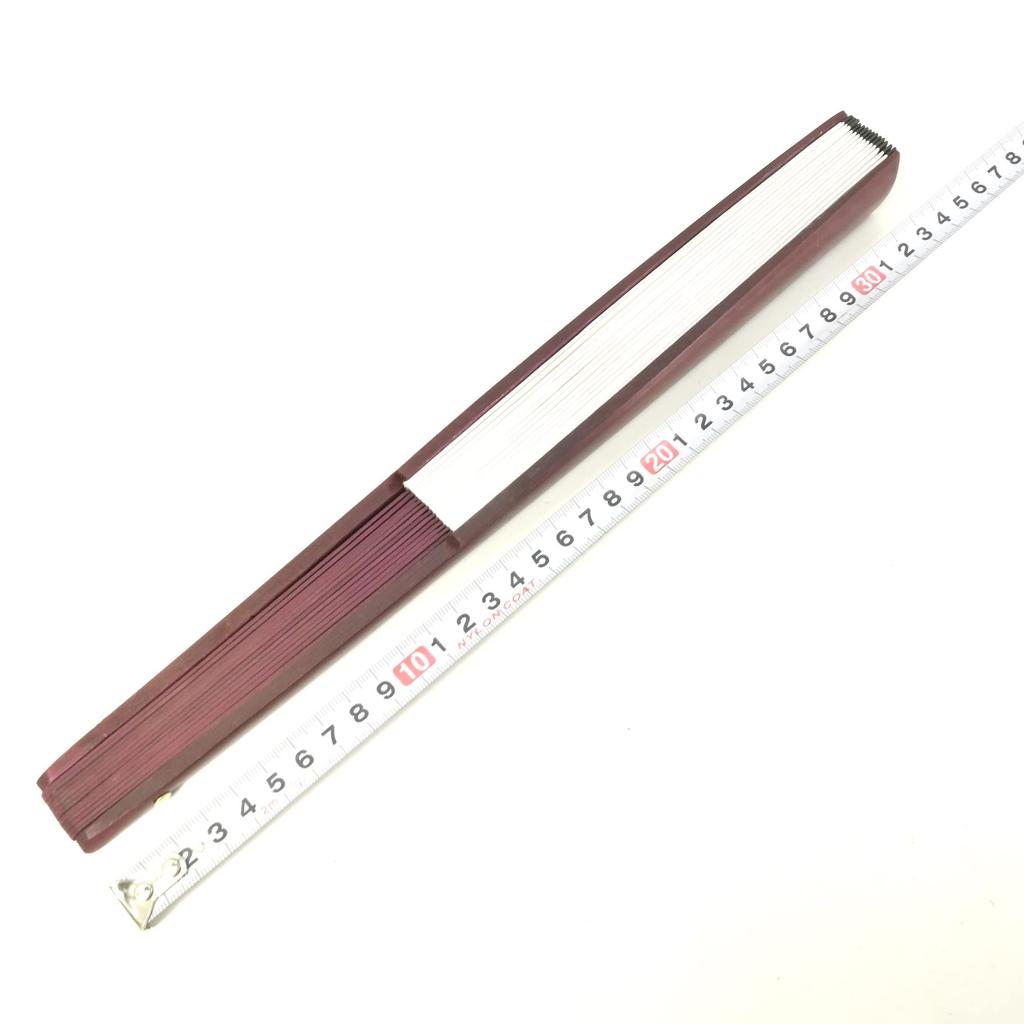 Large decorative fan, 33cm, white, jumbo, reddish-brown rib, perfect for display, interior decor, and calligraphy, SEN-401